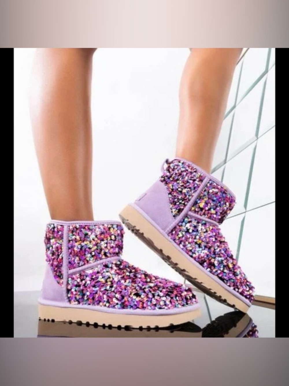 Ugg purple sequin short boots